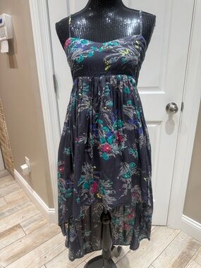 Floral High-Low Sundress in Charcoal